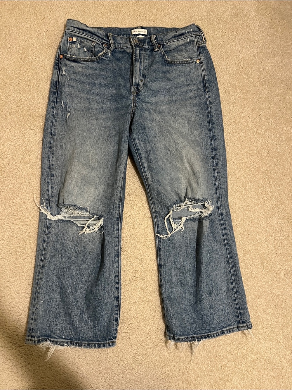 Distressed Wide-Leg Jeans in Blue
